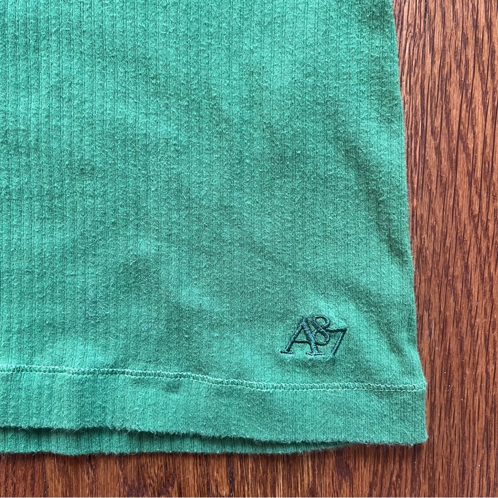 Aeropostale L stretch ribbed Henley shirt y2k green Spring preppy - Picture 4 of 7